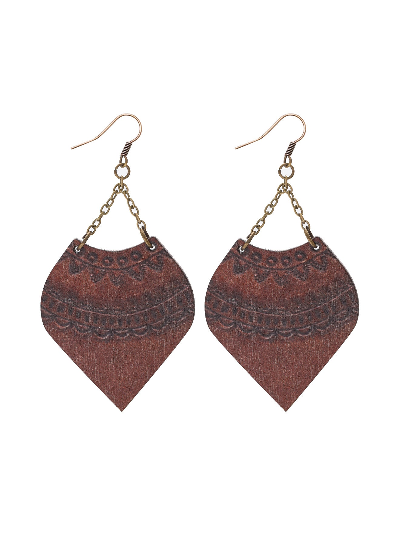 Wholesale Bohemian Style Diamond Crescent Print Chain Personality Fashion Earrings
